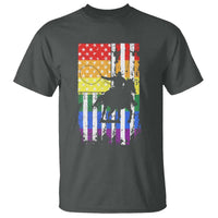 Rodeo Gay Cowboy Western LGBTQ Rainbow Flag T Shirt