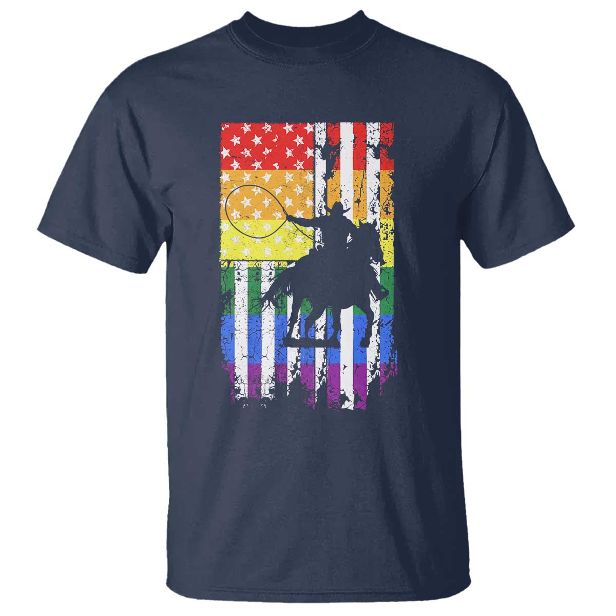 Rodeo Gay Cowboy Western LGBTQ Rainbow Flag T Shirt