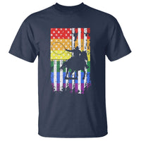 Rodeo Gay Cowboy Western LGBTQ Rainbow Flag T Shirt