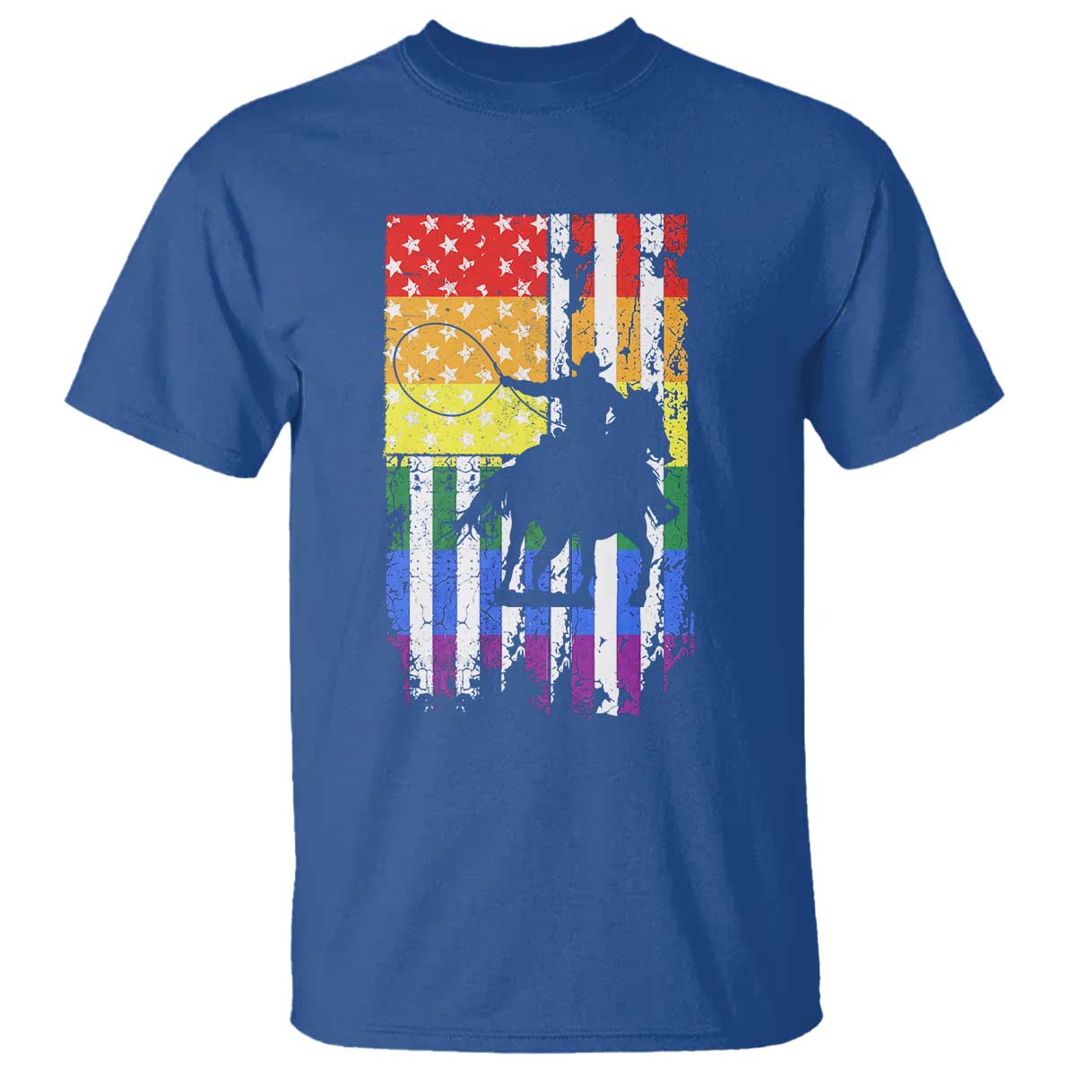Rodeo Gay Cowboy Western LGBTQ Rainbow Flag T Shirt