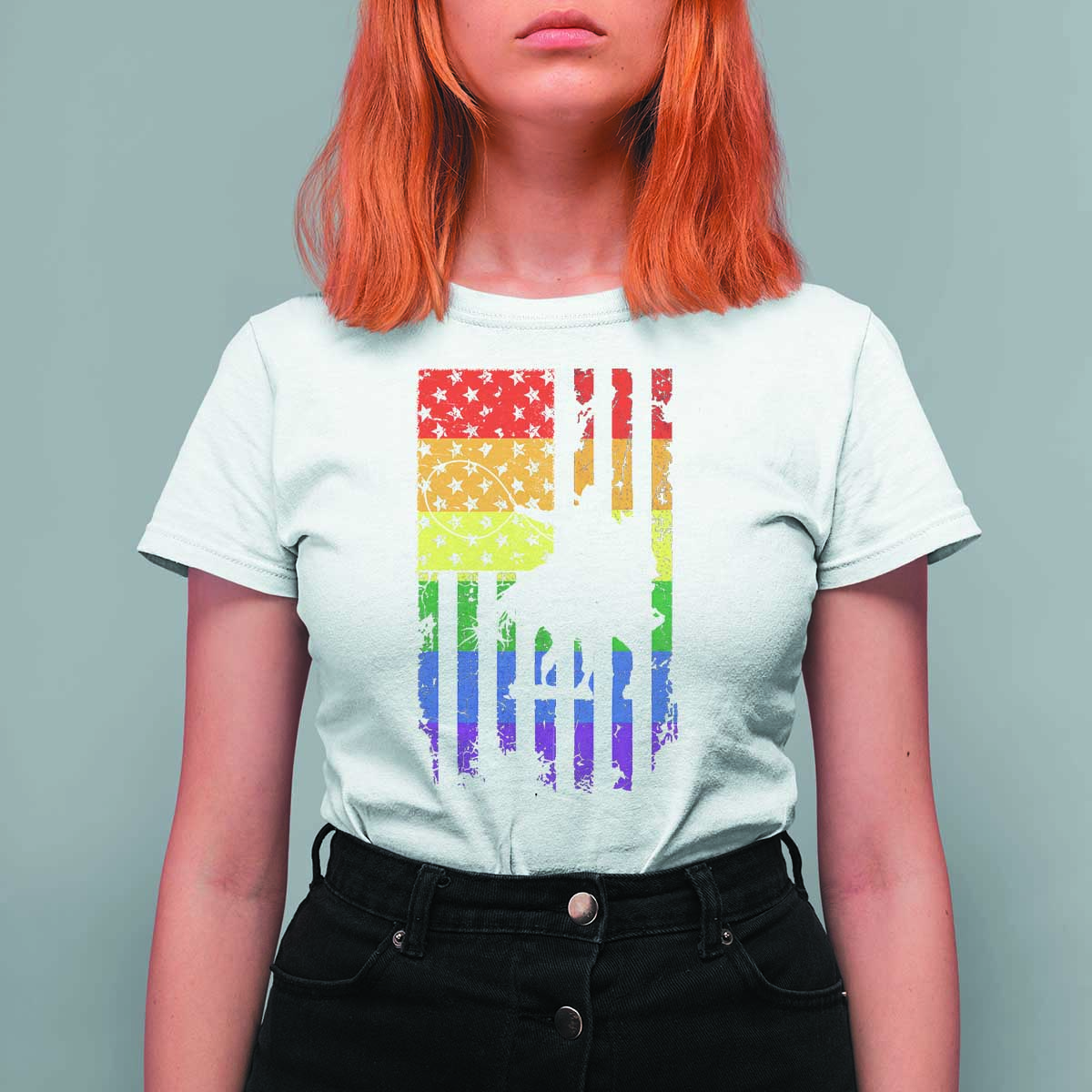Rodeo Gay Cowboy Western LGBTQ Rainbow Flag T Shirt For Women