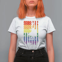 Rodeo Gay Cowboy Western LGBTQ Rainbow Flag T Shirt For Women