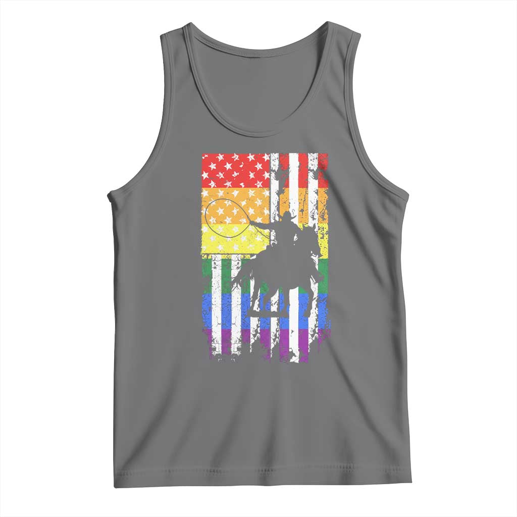 Rodeo Gay Cowboy Western LGBTQ Rainbow Flag Tank Top