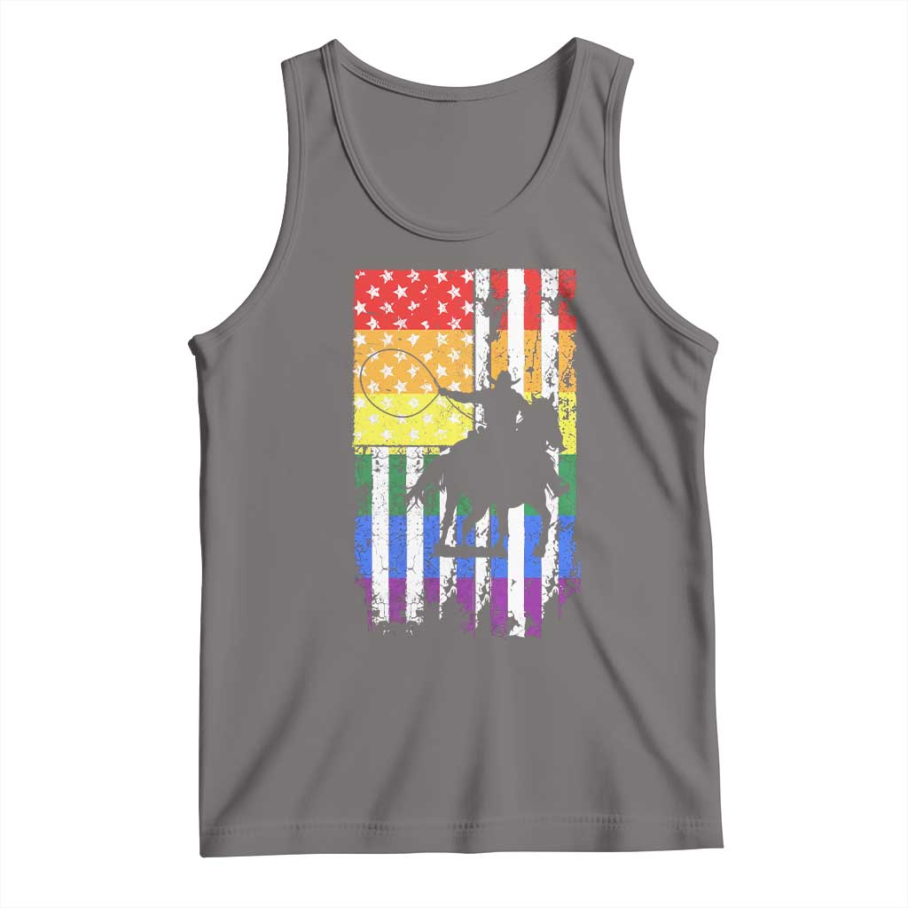 Rodeo Gay Cowboy Western LGBTQ Rainbow Flag Tank Top