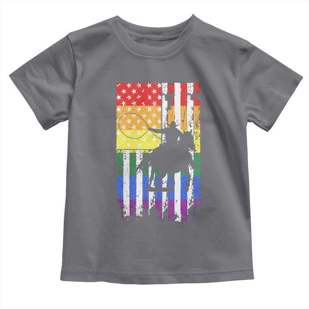 Rodeo Gay Cowboy Western LGBTQ Rainbow Flag Toddler T Shirt