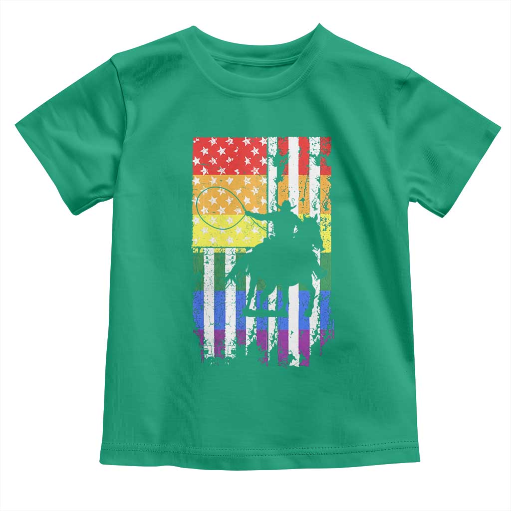 Rodeo Gay Cowboy Western LGBTQ Rainbow Flag Toddler T Shirt