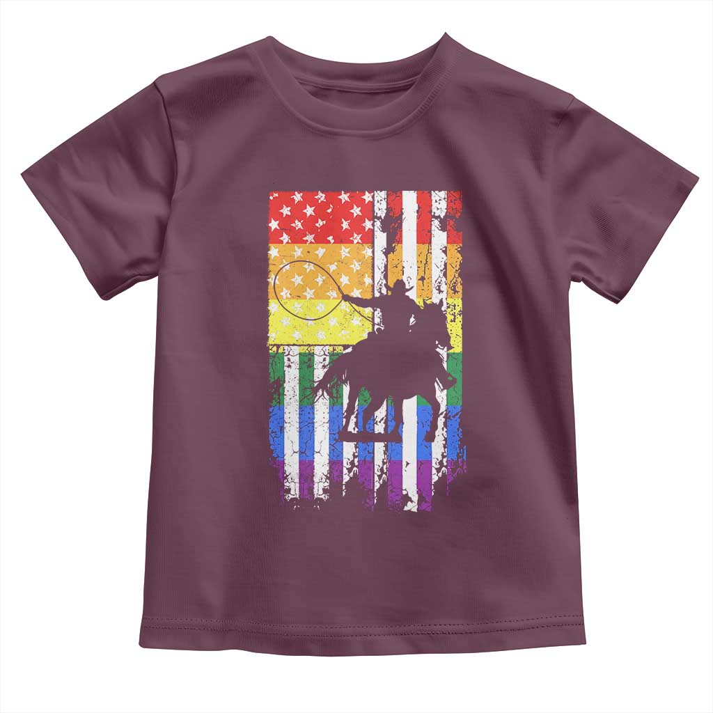 Rodeo Gay Cowboy Western LGBTQ Rainbow Flag Toddler T Shirt