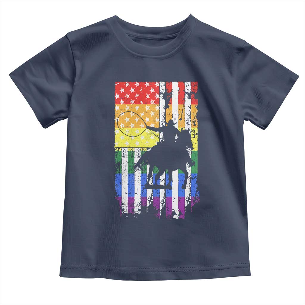 Rodeo Gay Cowboy Western LGBTQ Rainbow Flag Toddler T Shirt