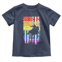 Rodeo Gay Cowboy Western LGBTQ Rainbow Flag Toddler T Shirt