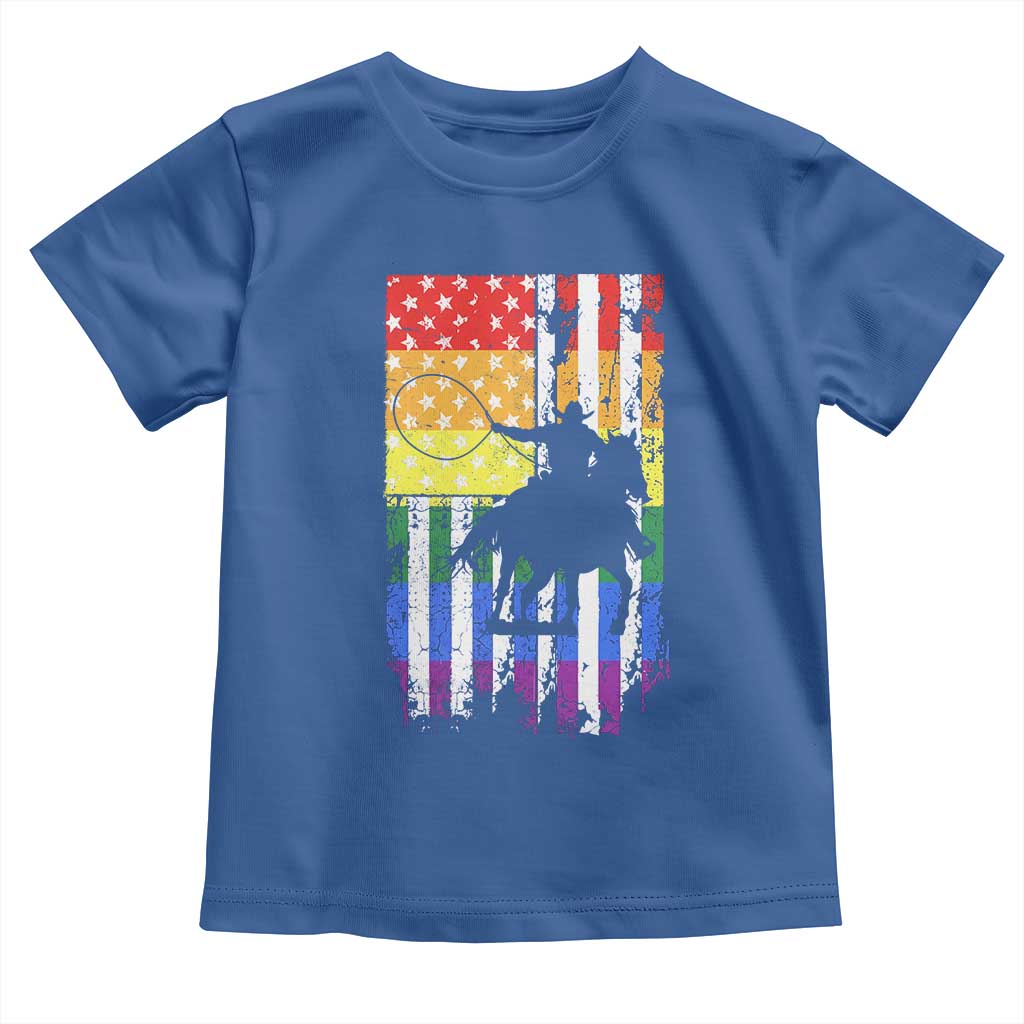 Rodeo Gay Cowboy Western LGBTQ Rainbow Flag Toddler T Shirt