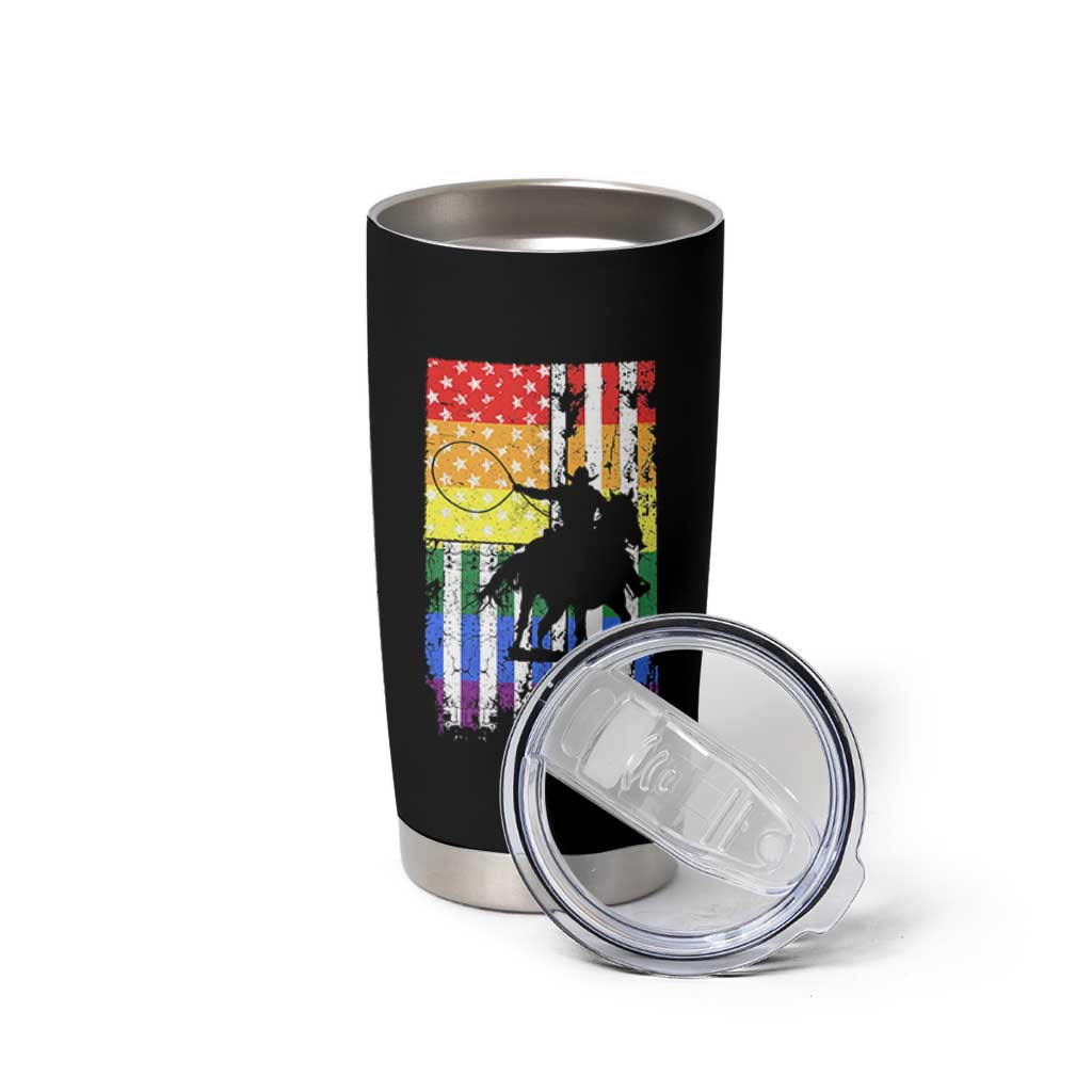 Rodeo Gay Cowboy Western LGBTQ Rainbow Flag Tumbler Cup