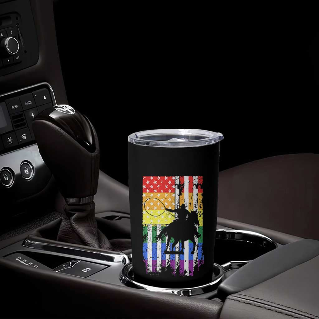 Rodeo Gay Cowboy Western LGBTQ Rainbow Flag Tumbler Cup