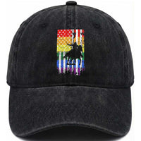 Rodeo Gay Cowboy Western LGBTQ Rainbow Flag Washed Cotton Baseball Cap