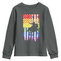 Rodeo Gay Cowboy Western LGBTQ Rainbow Flag Youth Sweatshirt