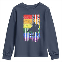 Rodeo Gay Cowboy Western LGBTQ Rainbow Flag Youth Sweatshirt