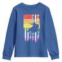 Rodeo Gay Cowboy Western LGBTQ Rainbow Flag Youth Sweatshirt