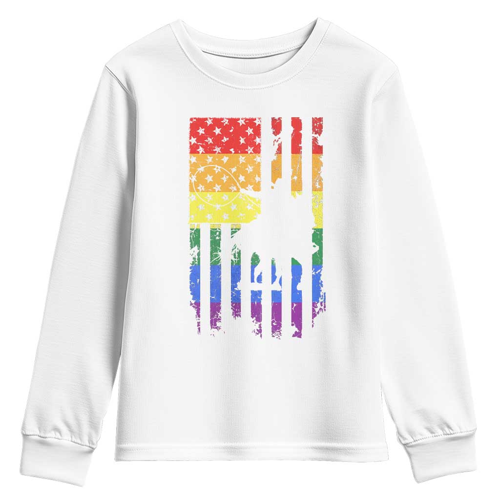 Rodeo Gay Cowboy Western LGBTQ Rainbow Flag Youth Sweatshirt