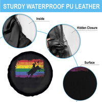 Rodeo Cowboy Bull Rider Western LGBTQ Rainbow Flag Spare Tire Cover