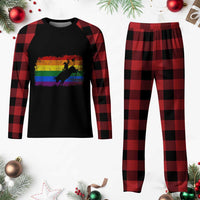 Rodeo Cowboy Bull Rider Western LGBTQ Rainbow Flag Plaid Pajama Set
