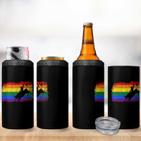 Rodeo Cowboy Bull Rider Western LGBTQ Rainbow Flag 4 in 1 Can Cooler Tumbler