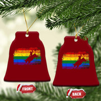 Rodeo Cowboy Bull Rider Western LGBTQ Rainbow Flag Ceramic Ornament