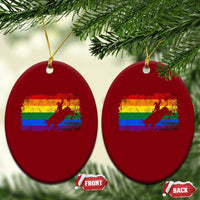 Rodeo Cowboy Bull Rider Western LGBTQ Rainbow Flag Ceramic Ornament