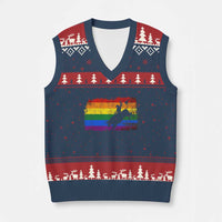 Rodeo Cowboy Bull Rider Western LGBTQ Rainbow Flag V-Neck Knit Sweater Vest