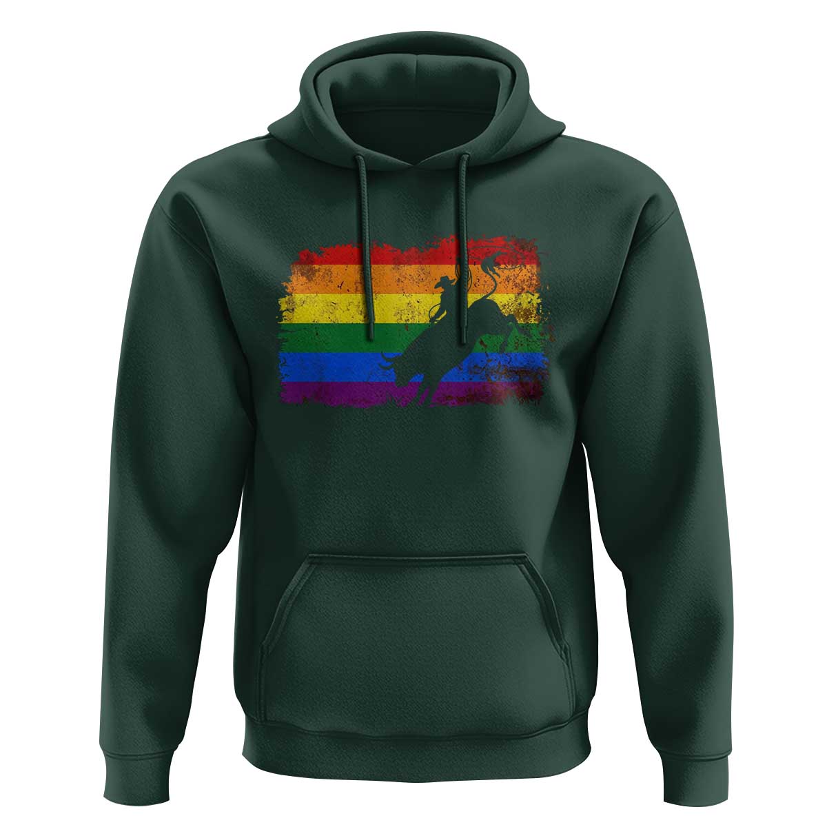 Rodeo Cowboy Bull Rider Western LGBTQ Rainbow Flag Hoodie
