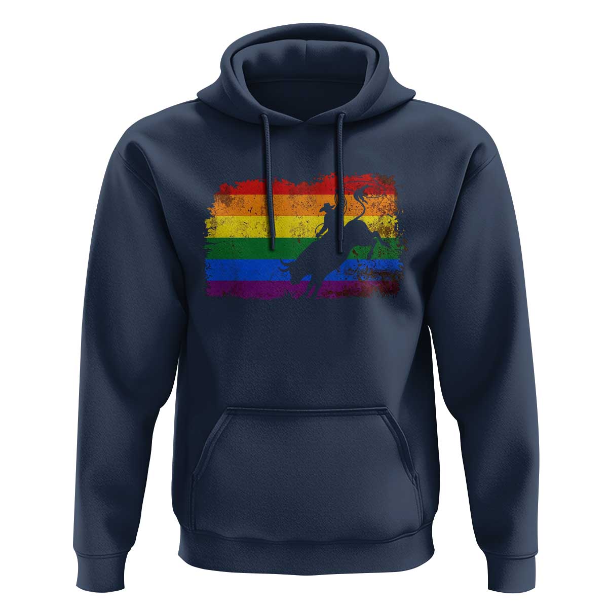 Rodeo Cowboy Bull Rider Western LGBTQ Rainbow Flag Hoodie