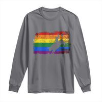 Rodeo Cowboy Bull Rider Western LGBTQ Rainbow Flag Long Sleeve Shirt
