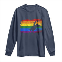 Rodeo Cowboy Bull Rider Western LGBTQ Rainbow Flag Long Sleeve Shirt