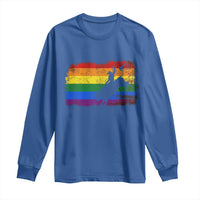 Rodeo Cowboy Bull Rider Western LGBTQ Rainbow Flag Long Sleeve Shirt