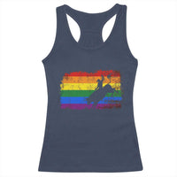 Rodeo Cowboy Bull Rider Western LGBTQ Rainbow Flag Racerback Tank Top