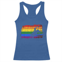 Rodeo Cowboy Bull Rider Western LGBTQ Rainbow Flag Racerback Tank Top