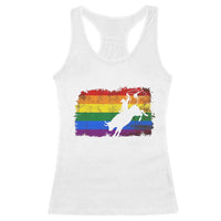 Rodeo Cowboy Bull Rider Western LGBTQ Rainbow Flag Racerback Tank Top