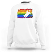 Rodeo Cowboy Bull Rider Western LGBTQ Rainbow Flag Sweatshirt