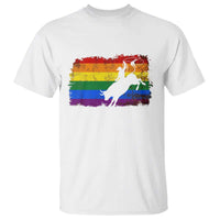 Rodeo Cowboy Bull Rider Western LGBTQ Rainbow Flag T Shirt