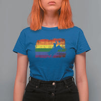 Rodeo Cowboy Bull Rider Western LGBTQ Rainbow Flag T Shirt For Women