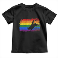 Rodeo Cowboy Bull Rider Western LGBTQ Rainbow Flag Toddler T Shirt