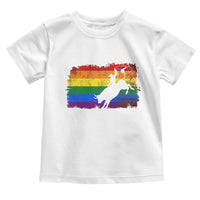 Rodeo Cowboy Bull Rider Western LGBTQ Rainbow Flag Toddler T Shirt
