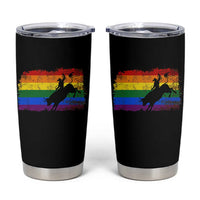 Rodeo Cowboy Bull Rider Western LGBTQ Rainbow Flag Tumbler Cup