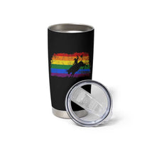 Rodeo Cowboy Bull Rider Western LGBTQ Rainbow Flag Tumbler Cup