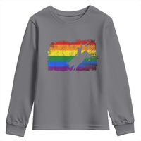 Rodeo Cowboy Bull Rider Western LGBTQ Rainbow Flag Youth Sweatshirt