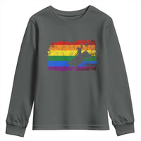 Rodeo Cowboy Bull Rider Western LGBTQ Rainbow Flag Youth Sweatshirt