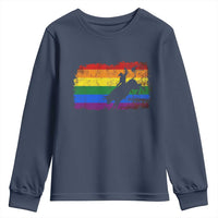Rodeo Cowboy Bull Rider Western LGBTQ Rainbow Flag Youth Sweatshirt