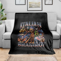 Funny Italian Brainrot Meme 4th of July Throw Blanket
