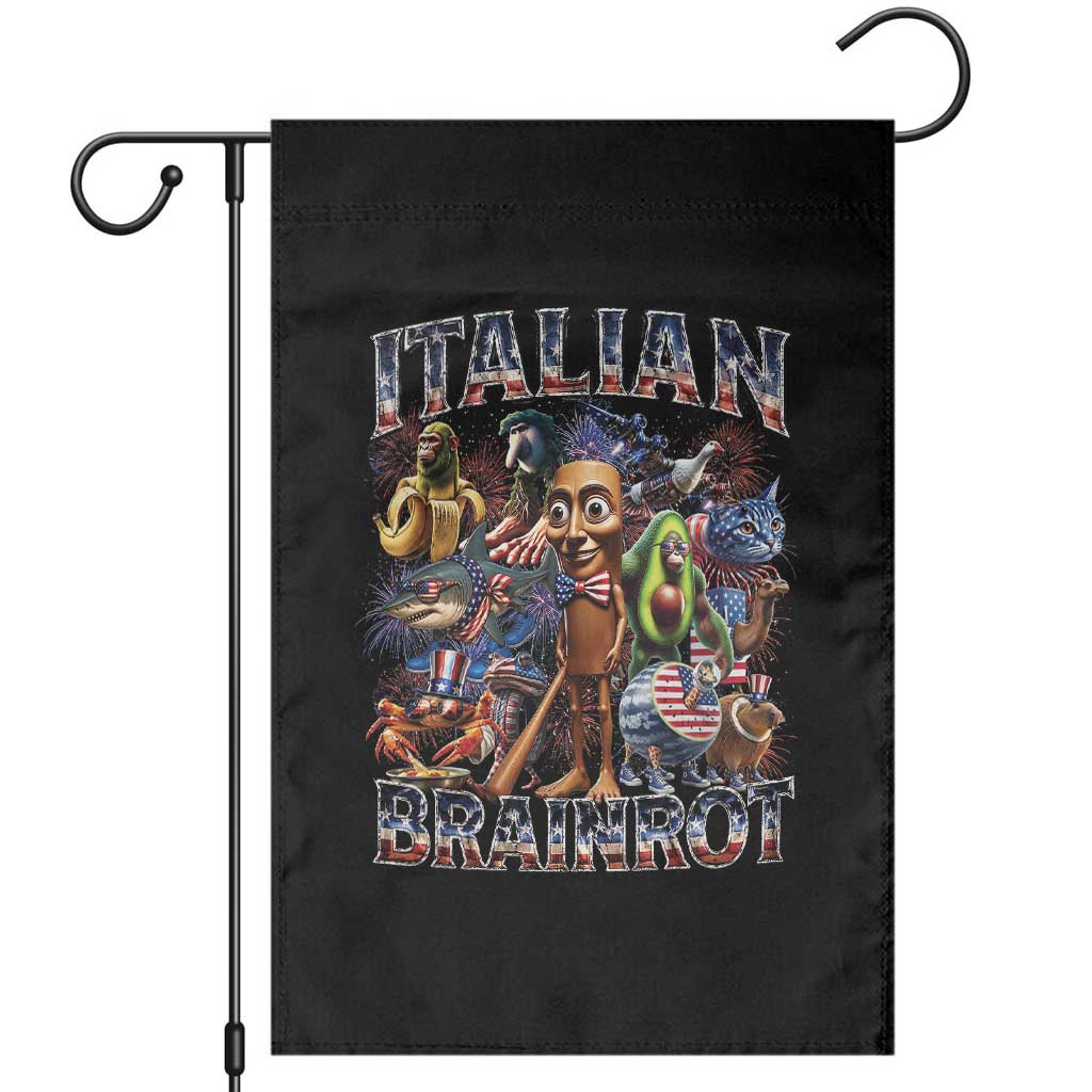 Funny Italian Brainrot Meme 4th of July Garden Flag