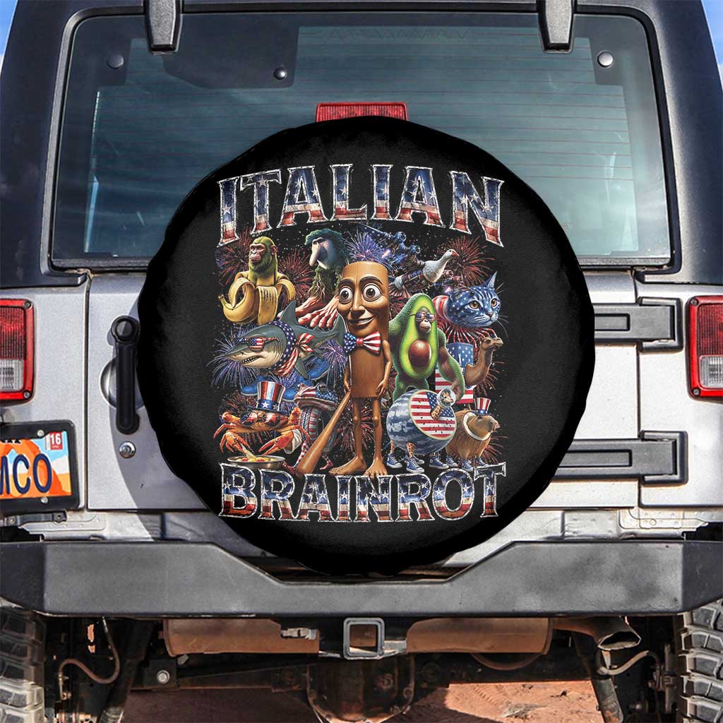 Funny Italian Brainrot Meme 4th of July Spare Tire Cover