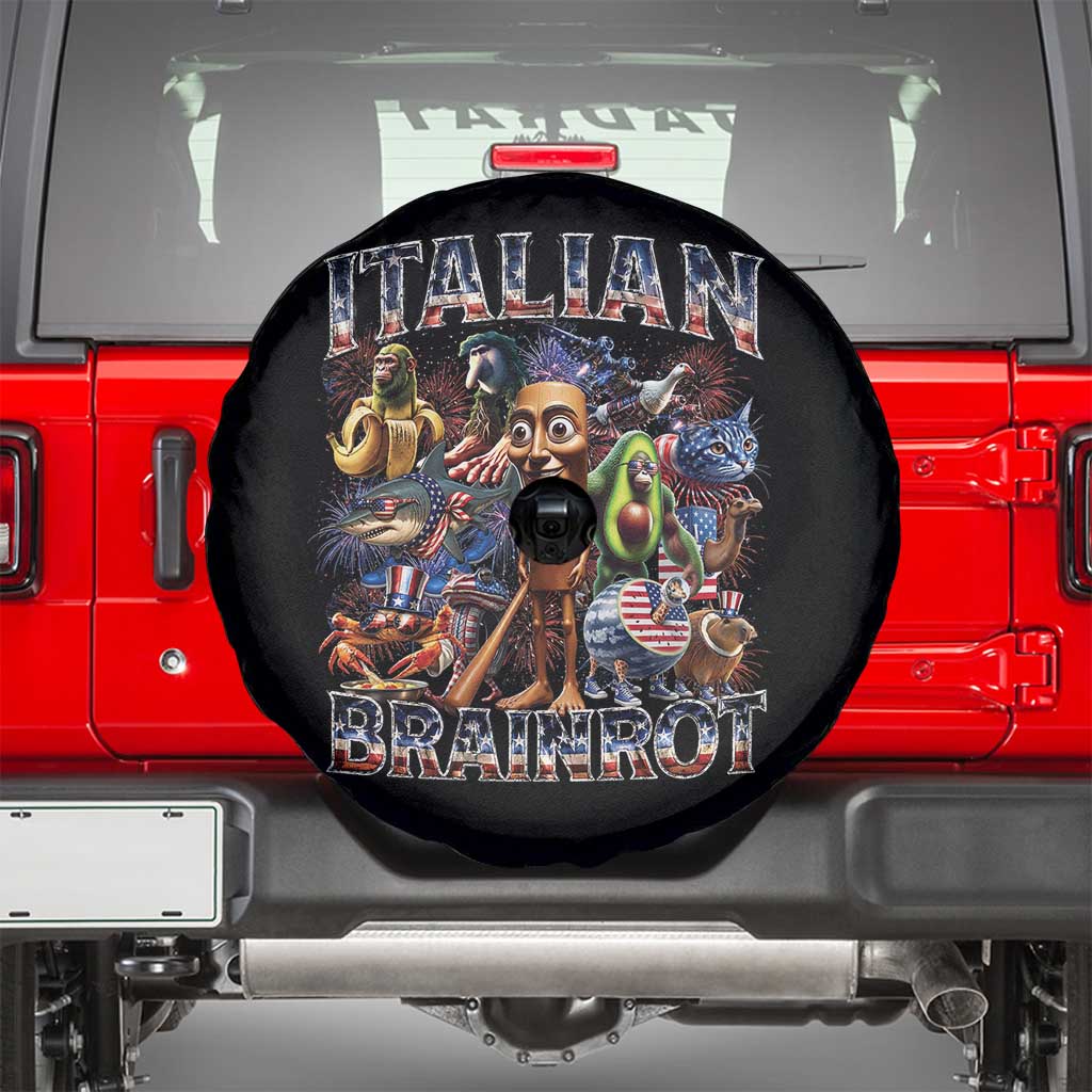 Funny Italian Brainrot Meme 4th of July Spare Tire Cover