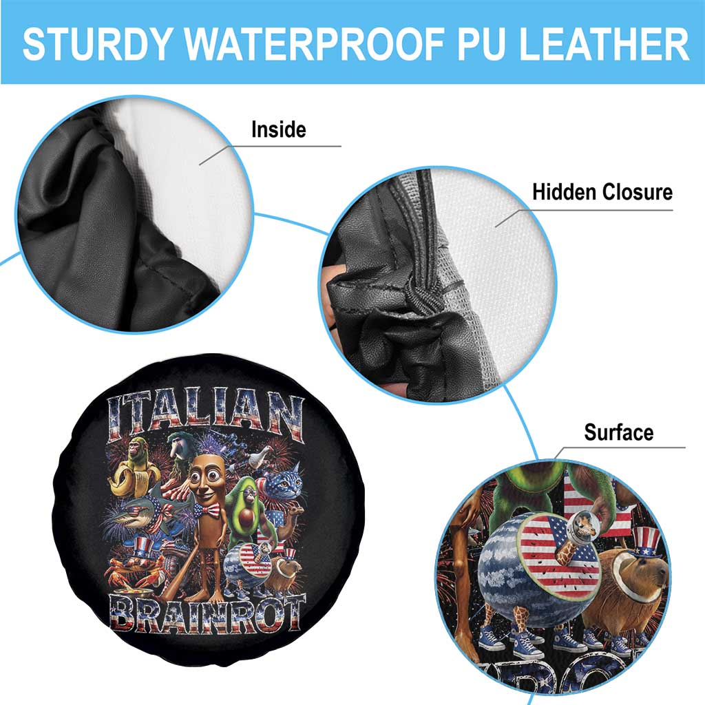 Funny Italian Brainrot Meme 4th of July Spare Tire Cover